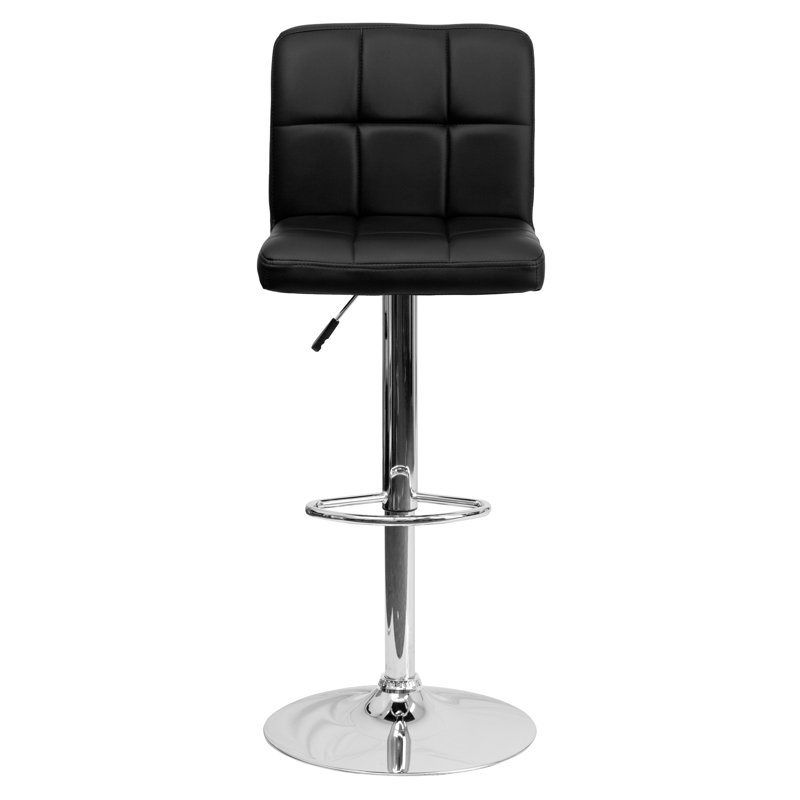 Leonardo Swivel Upholstered Adjustable Height Counter Stool, Black