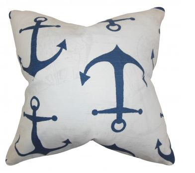 Housse de coussin en coton enye côtier, Bleu marine
