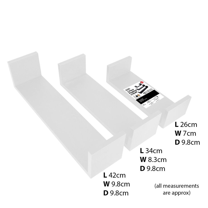 Dreshawn 3 Piece Floating Shelf, White