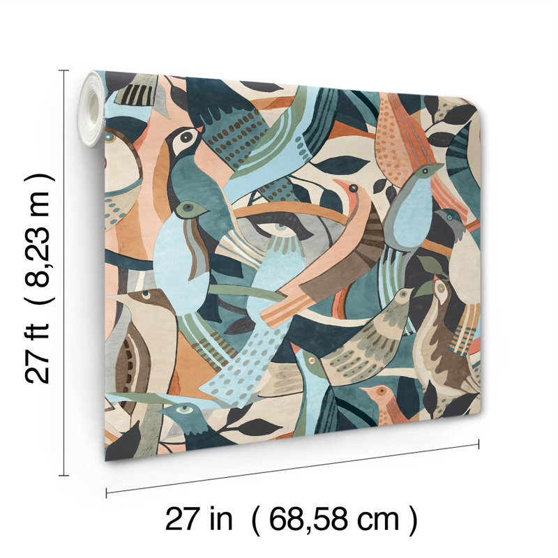 Papier peint Fauvist Flock, Vert / beige