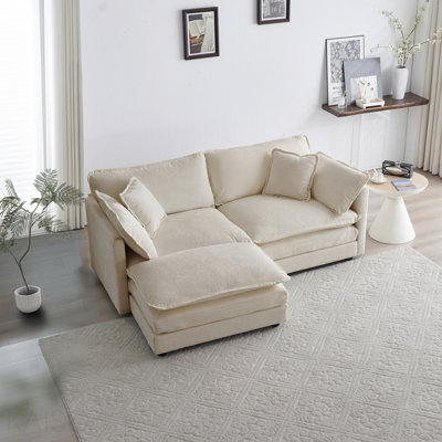 Canapé modulaire en L avec repose-pieds Chenille