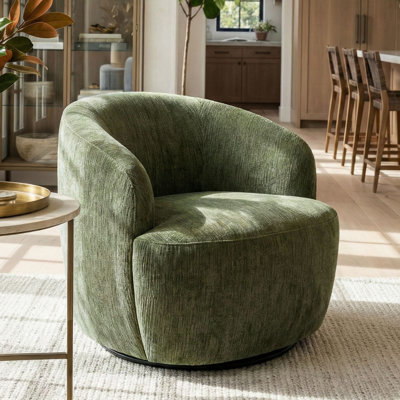 28.5" Wide Modern Chenille Swivel Barrel Accent Chair
