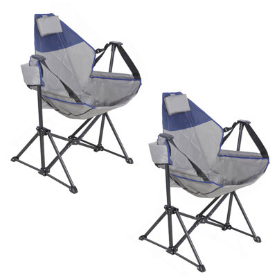 Set of 2, Foldable Recliner Rocking Lounger with Headrest