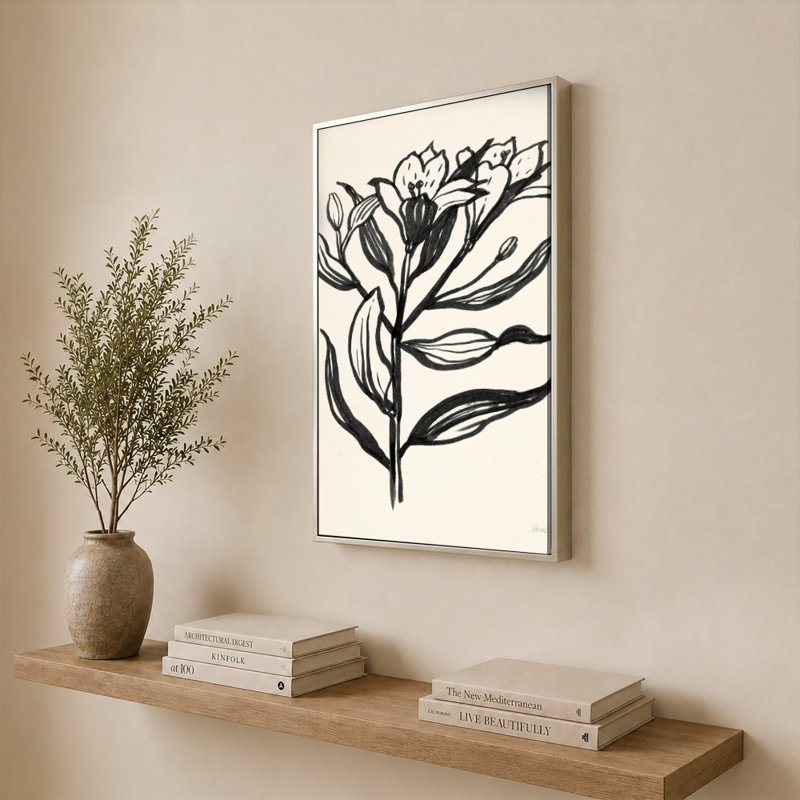«Ink Flower I Cream» par Sara Zieve Miller - Impression sur toile