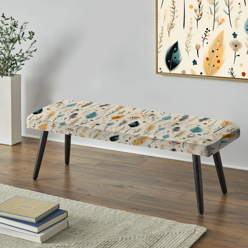 Antique Beige Vintage Minimalism Boho Pattern - Boho Upholstered Black Bench