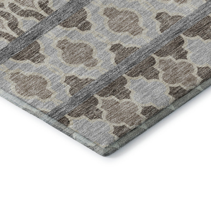 Tapis taupe Prisco lavable à la machine de qualité supérieure, Rectangle 2 pi 6 po x 3 pi 10 po