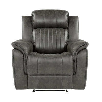 Classic Brownish Gray 1Pc Reclining Chair Plush Comfort Pillow-Top Arms Vertical Tufting Solid Wood Transitional Living Room Furniture