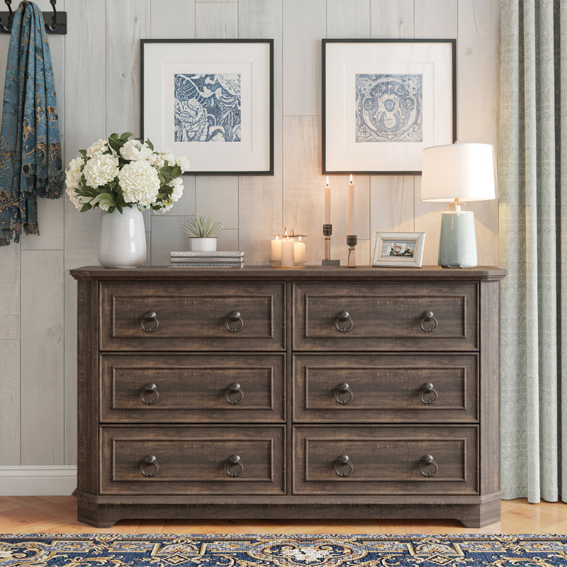6-Drawer 54"W Dresser, Brown