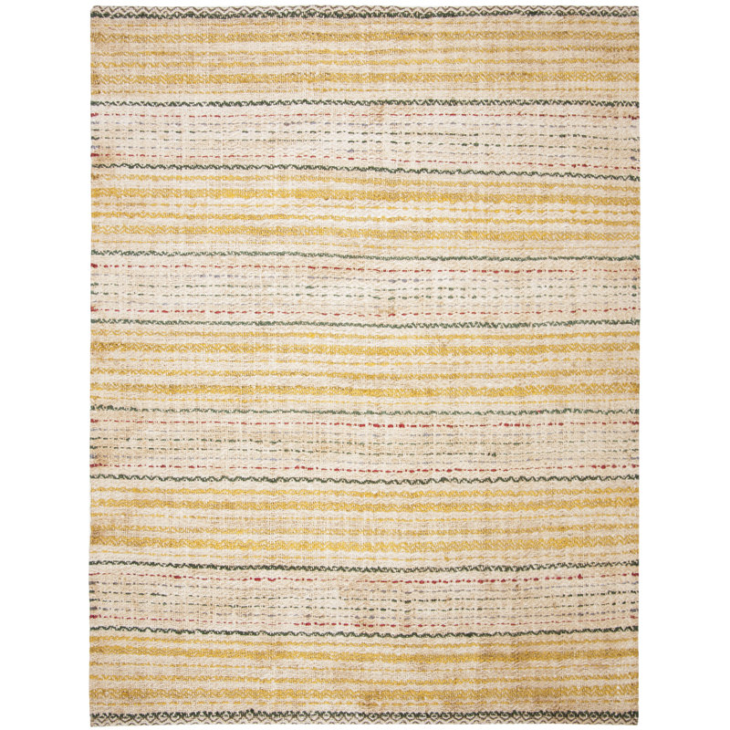 Jahiem Natural Fiber Hand Woven Jute Striped Rug, Rectangle 6' x 9'