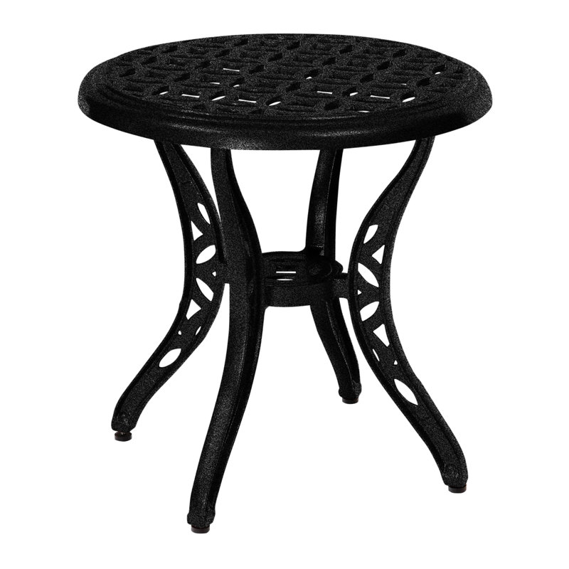 Casa Outdoor Round Side Table, Textured Black