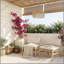 Chaise longue en acacia et coussin beige