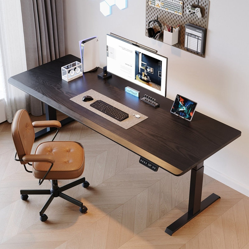 Bureau rectangulaire en bois massif noir, H 28,35 po x L 70,87 po x l 23,62 po