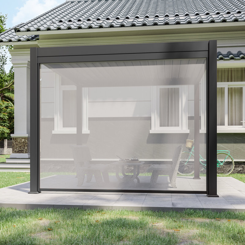 Écran d'intimité durable rétractable pour pergola de patio, Gris, 10 pi