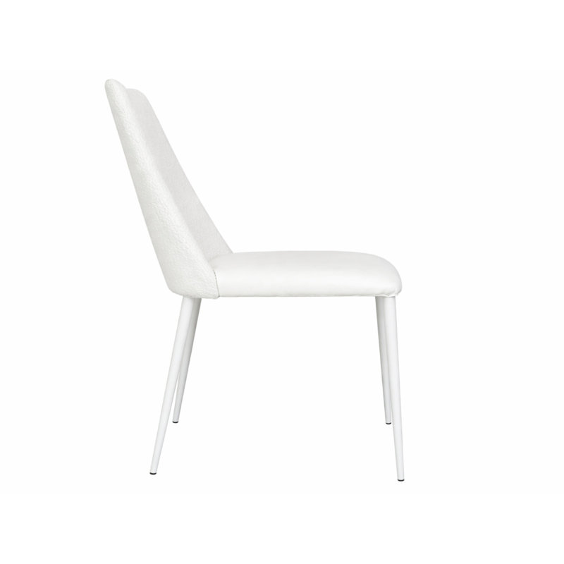 Chaise Clavene en cuir et coton., Blanc, Blanc