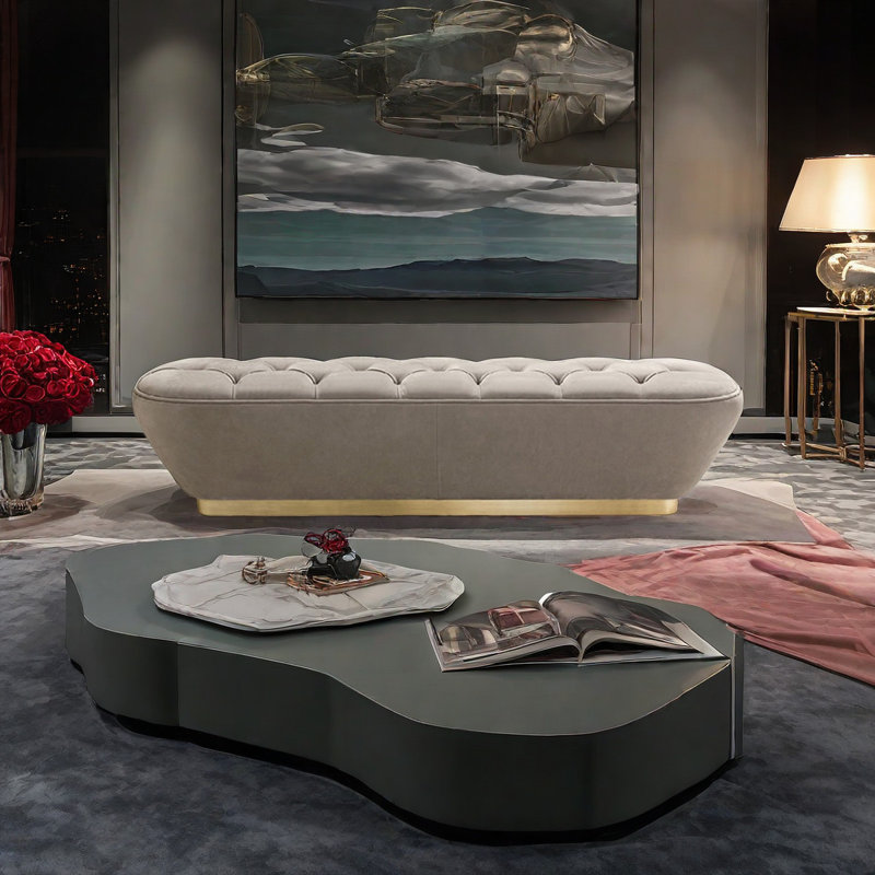 Banc rembourré en cuir de microfibre Italian Luxe