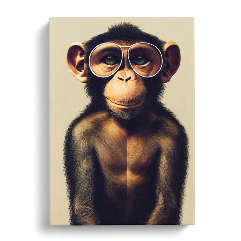 A Monkey In Glasses No.2 - Wrapped Canvas Print, 50cm H x 35cm W x 3cm D