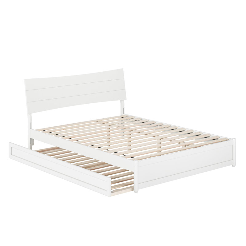 Harlowe Wood Platform Bed with Trundle, White, Queen