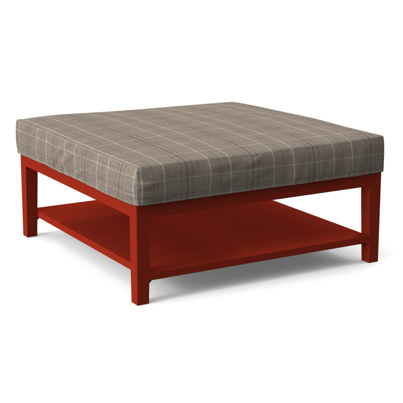 Hammond Square Ottoman, Taupe Plaid; 0126-73, Nickel Finish