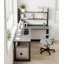 L-Shaped Sintered Stone Tabletop Desk with Shelf-662087063