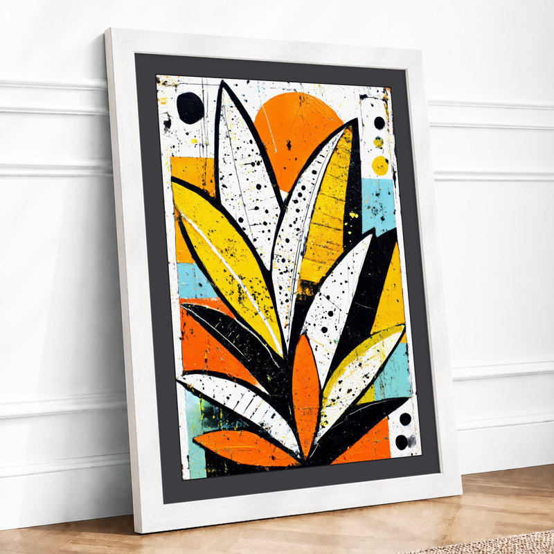 Radiating Bloom Botanical - Single Picture Frame Print, A2 - 59.4 x 42.0 cm, White