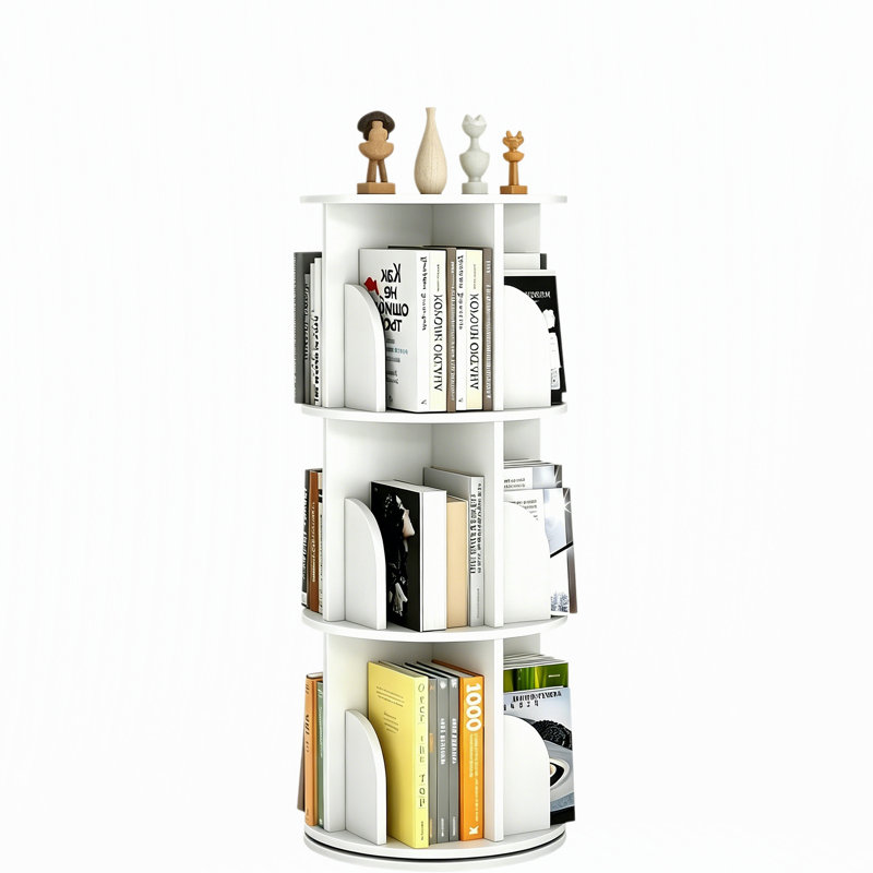 3-Tier Rotating Corner Bookshelf with 360° Spin