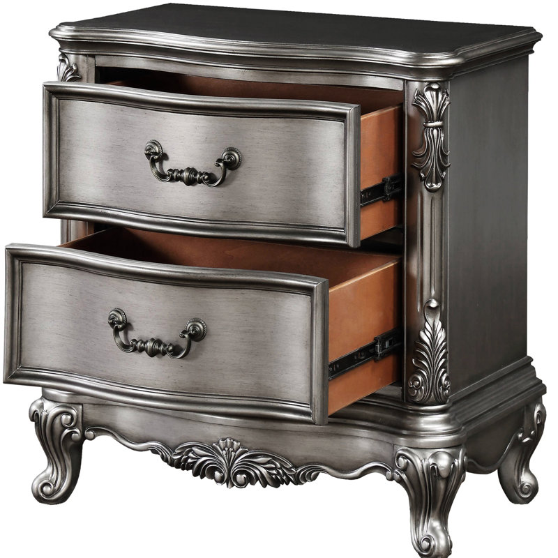 Table de chevet traditionnelle en gris antique