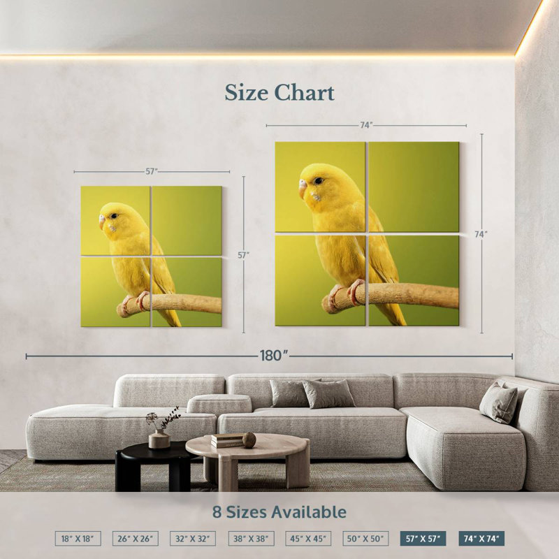 Brampt Perched Yellow Parakeet, 57" H x 57" W
