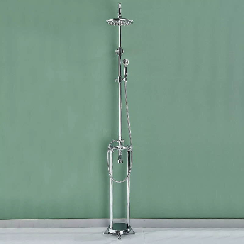 2 Handle Floor Waterfall Faucet with Diverter, Chrome