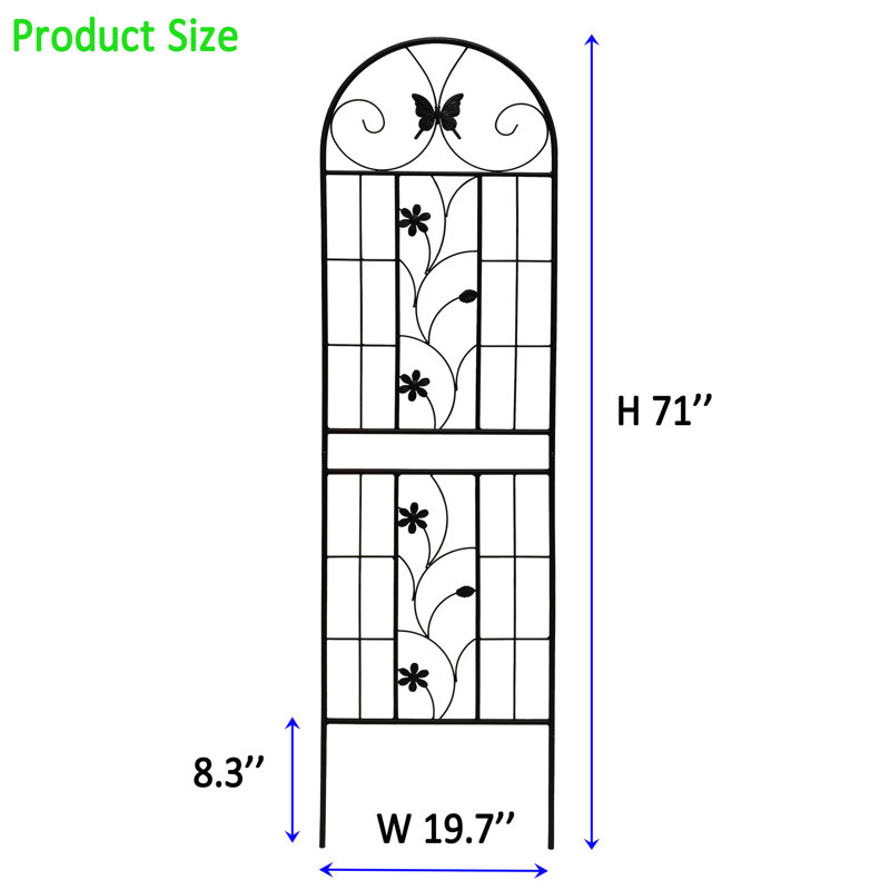 Ensemble de 2 treillis de jardin en métal 71 po x 19,7 po, rouille - extérieur pour lierre, noir, assemblage facile et structure robuste 71 po x 19,7 po, paquet, rouille - grimpeurs, fabrication sans effort