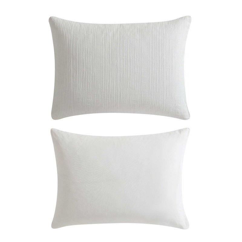Vera Wang Bark Texture White Cotton Duvet Cover Set, King Duvet Cover + 2 King Shams