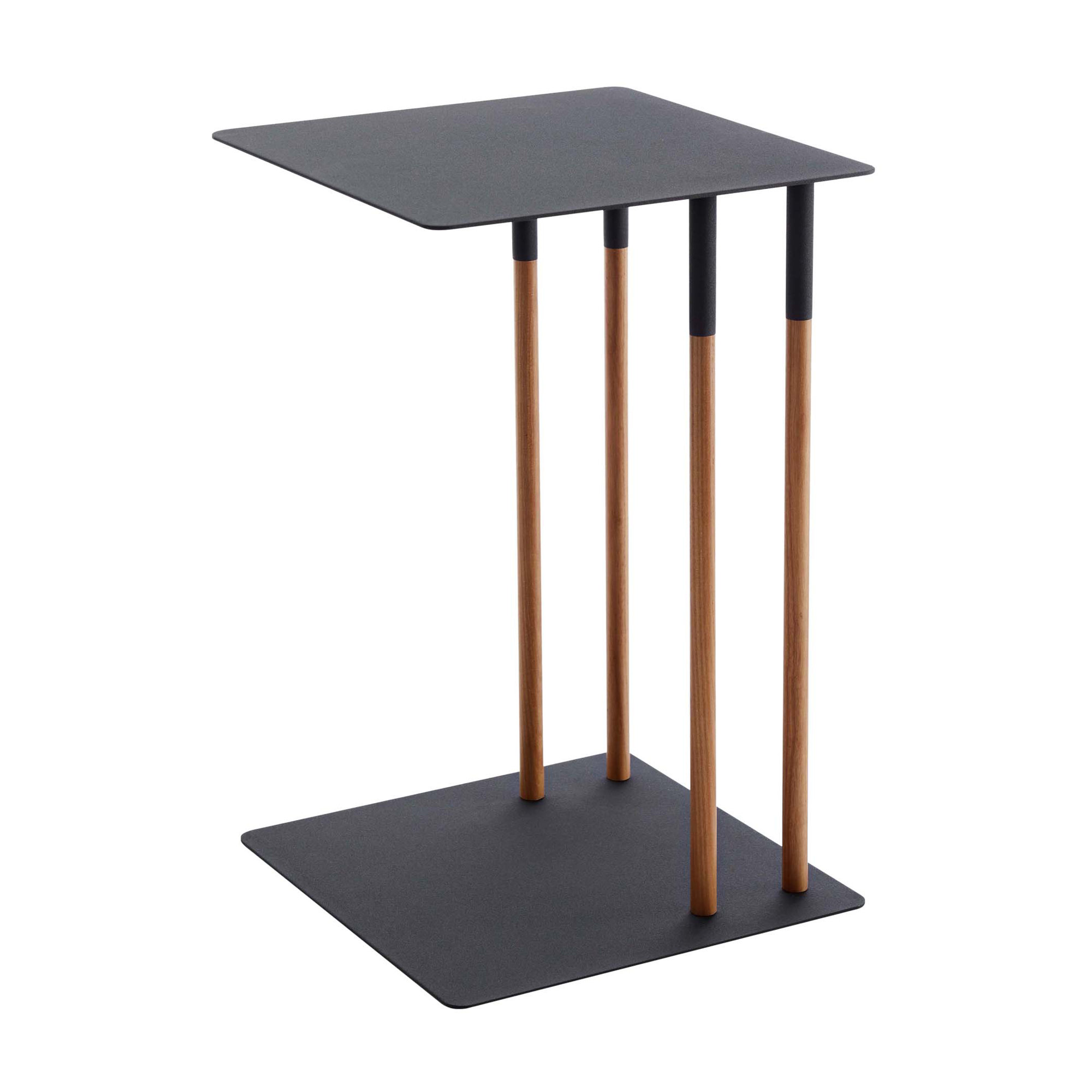 Plain Yamazaki Home Steel + Wood Sofa C Table End Table Coffee Tray, Bedside Or Living Room, Black