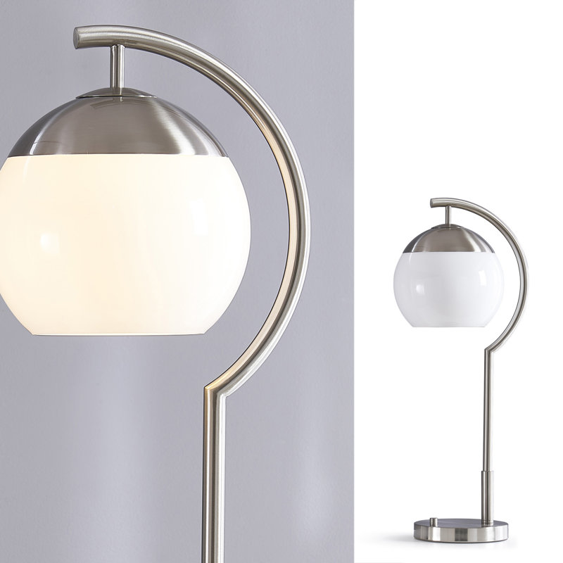 Lampe de table H 26,5 po Tenlie, Blanc, Nickel brossé