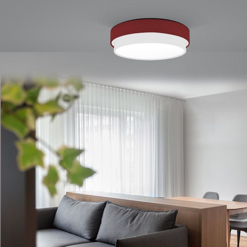 Avory Fabric Flush Mount, Dark Red / White