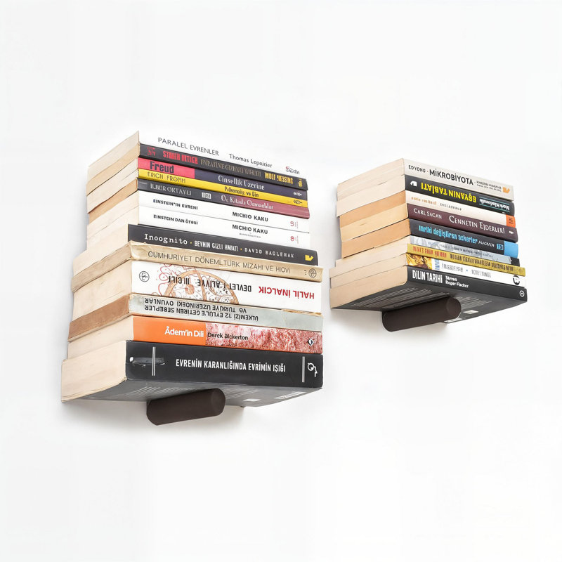 Industrial Decorative Metal Wall Shelf (2 Pieces), Brown & Black, 8.3 x 2.4 x 5.9 inches | 100% Metal, Wall-Mounted, Load Capacity: 11 lbs | Modern & Novelty Design for Home or Office Decor, Elegant Storage Solution