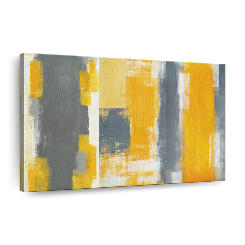 Abstrait jaune sur toile, H 24 po x l 36 po x P 1,25 po