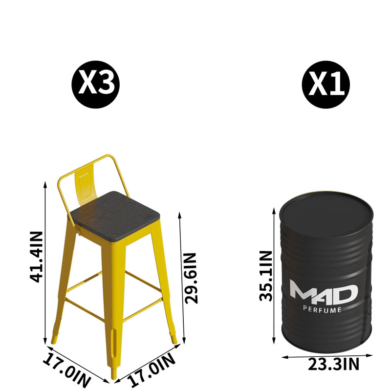 3 - Person Pedestal Dining Set, Black