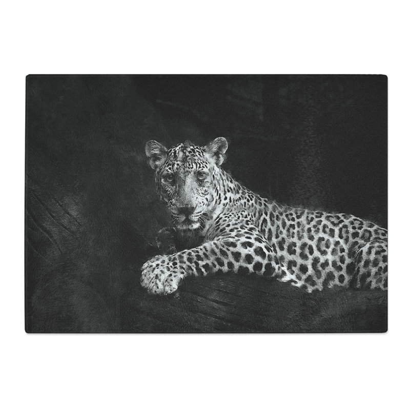 Tempered Glass Leopard Chopping Board, 20 cm x 28.5 cm
