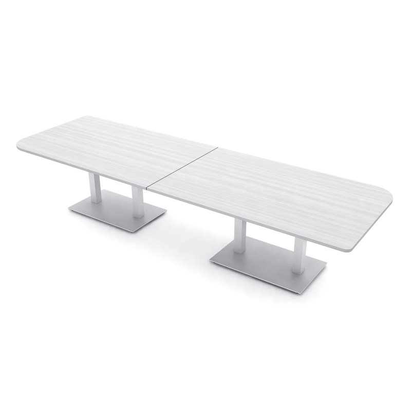 Table de conférence Ogren Duo, L 120 po x l 48 po, Cyprès blanc, Argent argent
