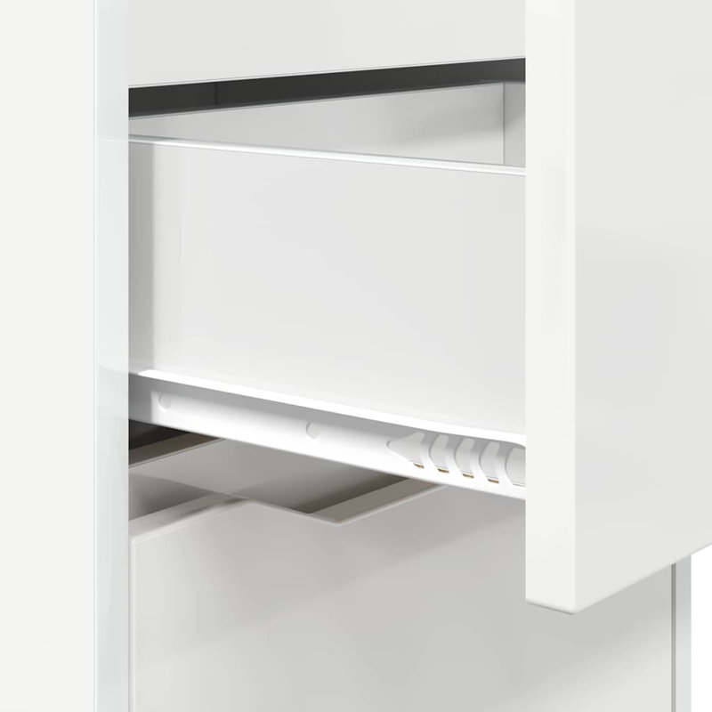40cm W Manufactured Wood Bedside Table, High Gloss White