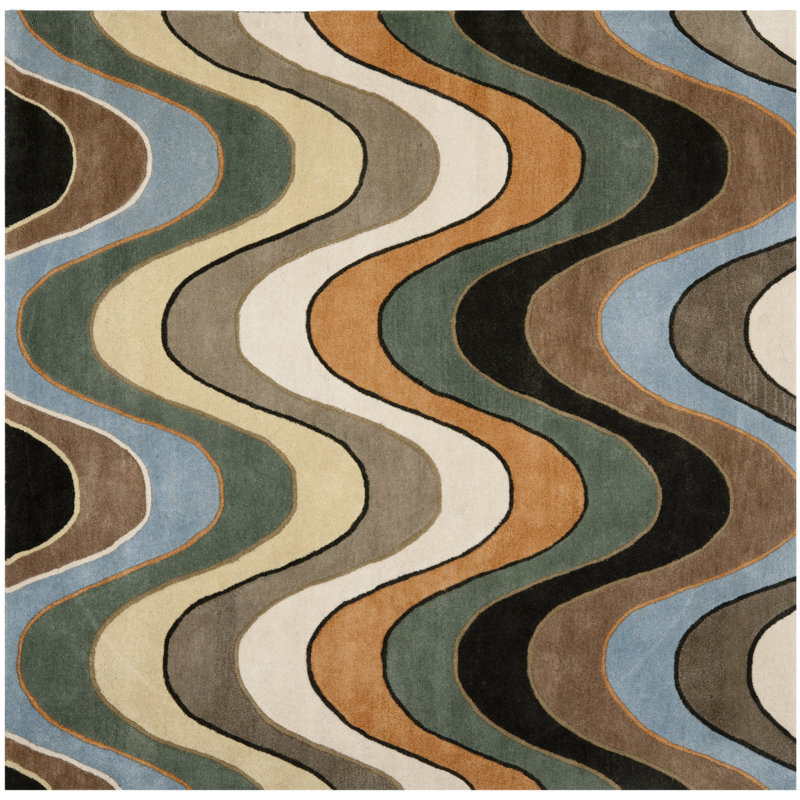 Rania Wool Pile Chevron Rug, Square 7'