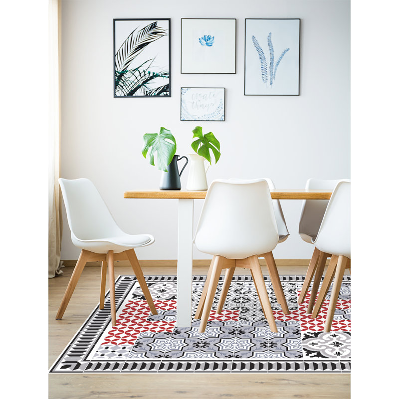 Aaheli Vinyl Machine Printed Area Rug, Rectangle 3'3.4" x 4'4.4"
