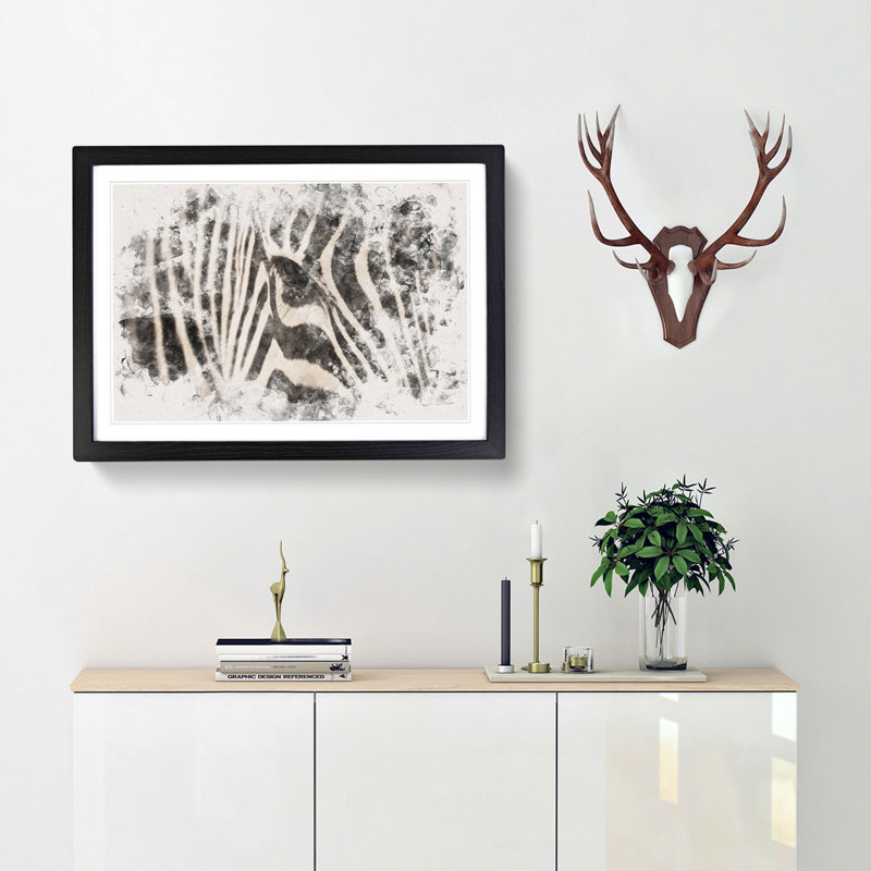 Eye Of The Zebra - Single Picture Frame Painting on MDF, Black Framed, 62cm H x 87cm W x 2cm D