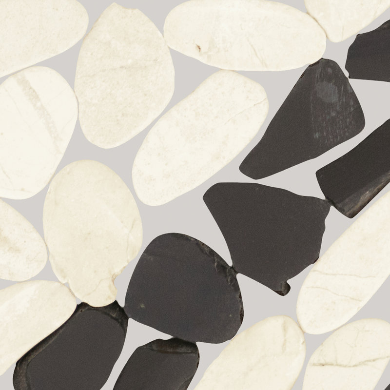 Daltile Pebble Oasis Natural Stone Striped Pebble Mosaic 11" x 11" in Tumbled Icicle (11 PC per Carton) (10.78 SQFT per Carton)