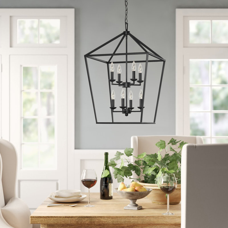 Lustre géométrique 8 lumières Hertford , H 29,5 po x l 19 po x P 19 po, Bronze huilé