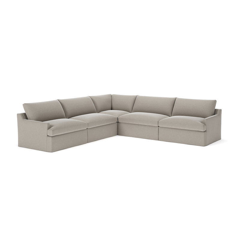 Canapé modulaire 5 pièces Wrenley, Tissage natté lin Drusky Sustain®
