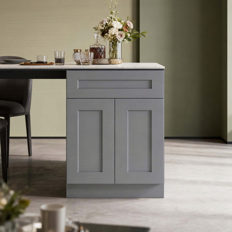 Armoire 24 po en bois massif avec tablettes réglables, gris foncé