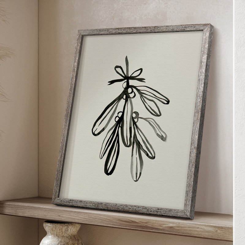 «Mistletoe Sket with Bows I», reproduction encadrée - bois massif, H 11 po x l 9 po