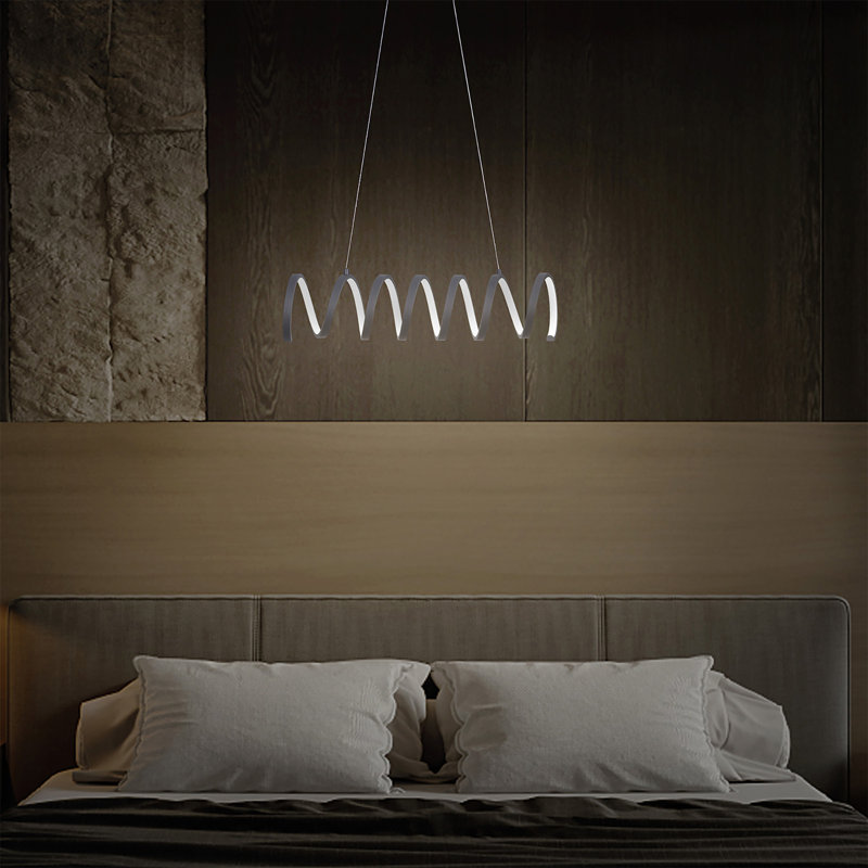 Luminaire suspendu moderne en aluminium à boucle spiralée de 14 po de L 23 po x H 6 po avec fil de suspension réglable de 47 po à 12 po