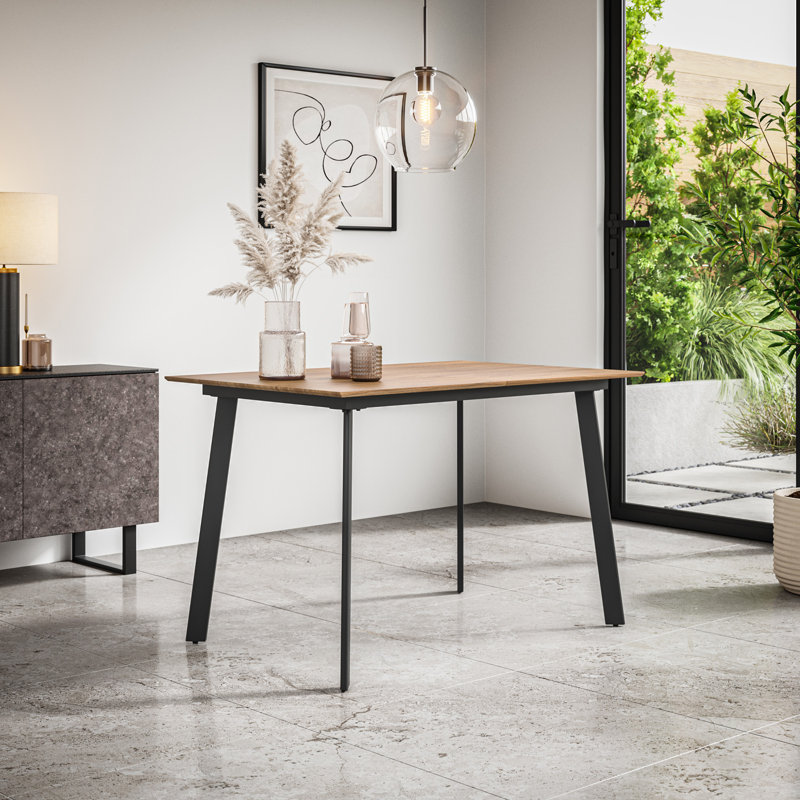 Darryll Extending Dining Table Modern Table w Black Legs, Natural Wood