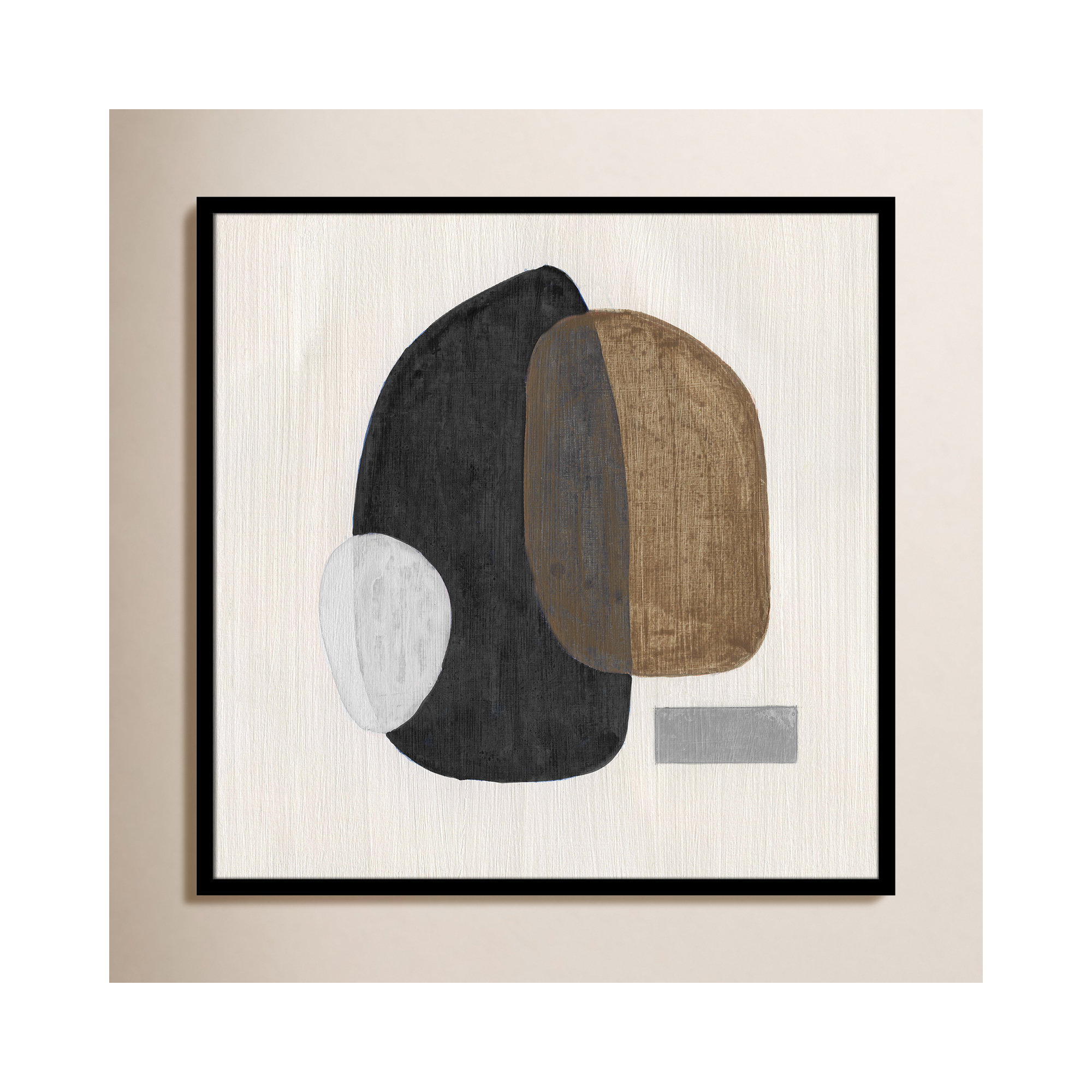 Inola Neutral Stones III Wall Art, 32" H x 32" W, Black
